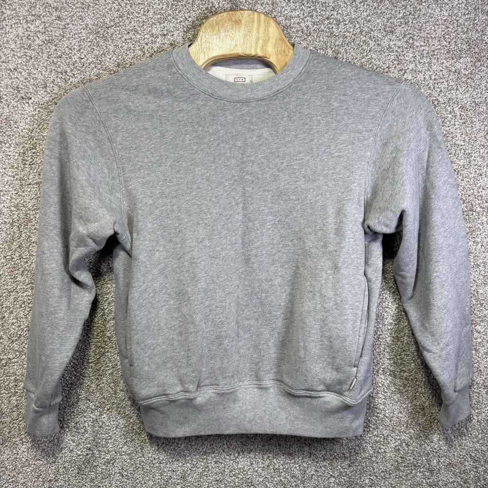 Ayr Sweatshirt Womens Small Gray Terry Crewneck Raglan Pullover Pockets Cotton